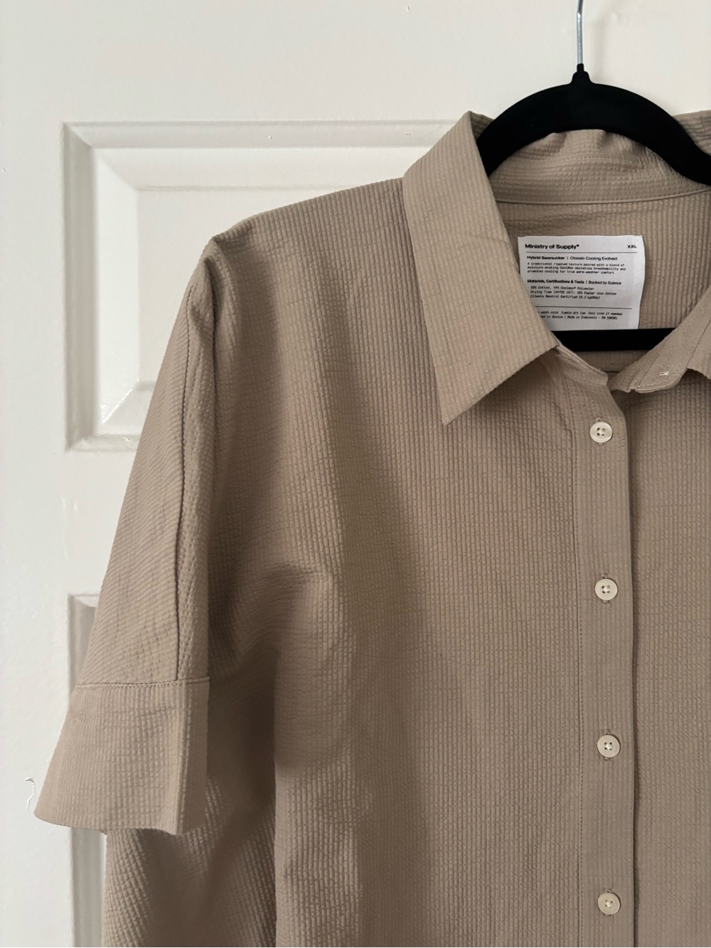 Ministry of Supply Short-Sleeve Button-Down Shirt in Taupe - XXL - NWOT - Picture 5 of 6